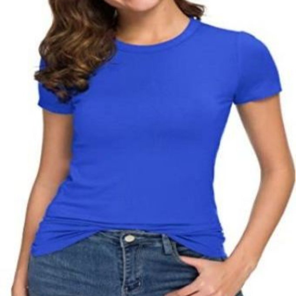 CoCo Women's  neck slim short sleeve tee elastic tight